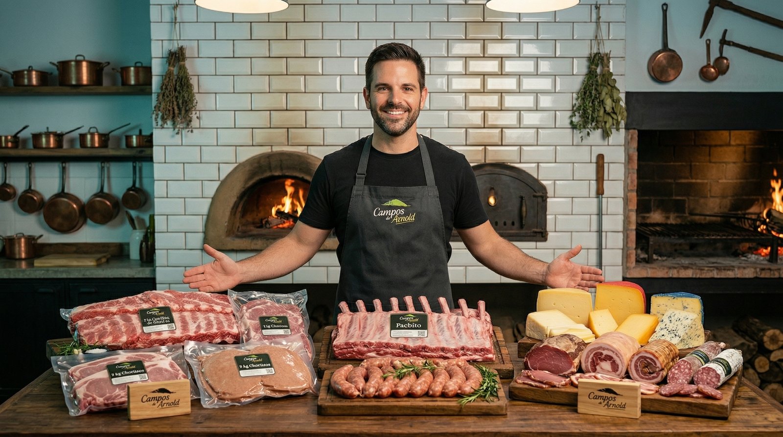 Cocinero de Campos de Arnold presentando producto artesanal